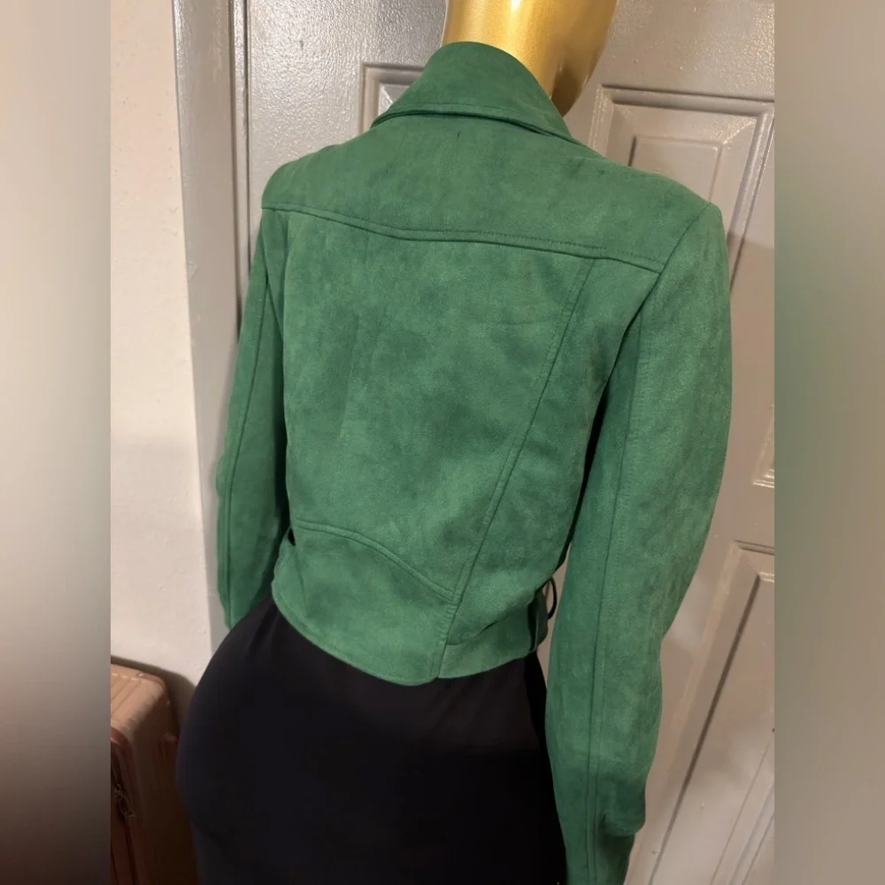 Green Suede Women's Jacket - Picture 2 of 6